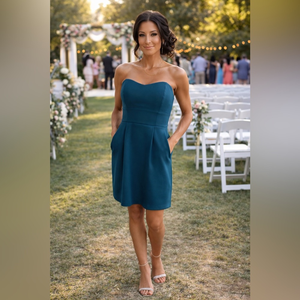 LC Lauren Conrad Teal Strapless Sweetheart Cocktail Dress